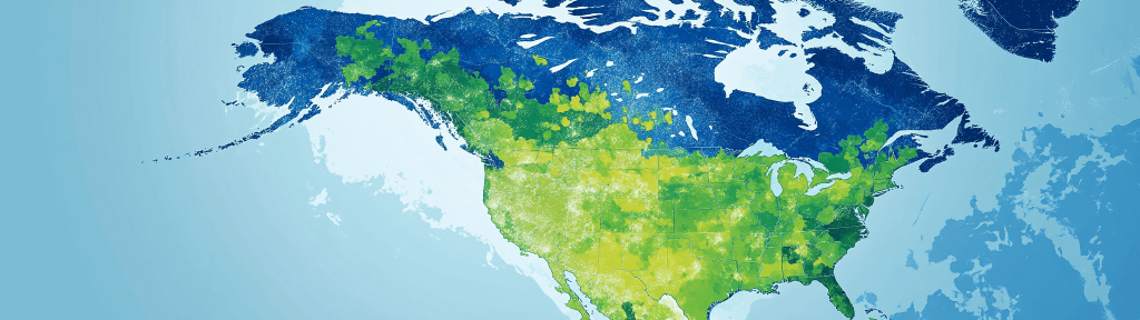 An illustration of the United States and Canada.